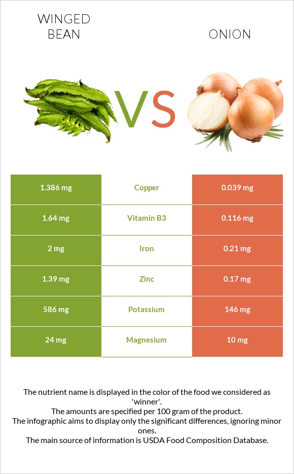 Winged bean vs Onion infographic