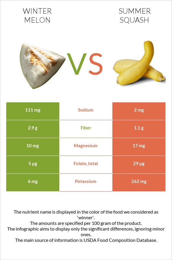 Winter melon vs Summer squash infographic