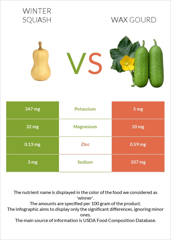 Winter squash vs Wax gourd infographic