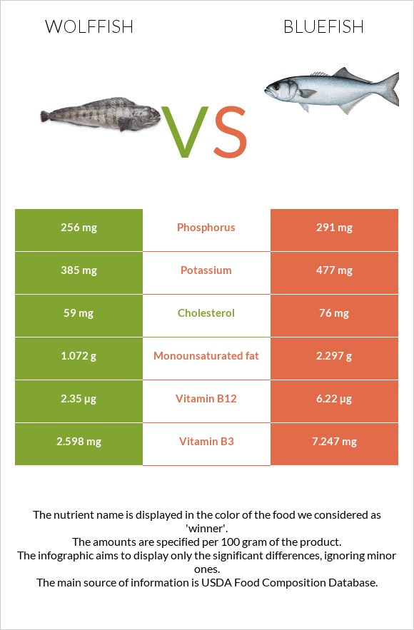 Wolffish vs Bluefish infographic