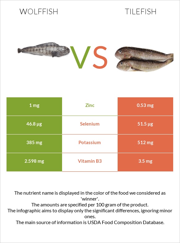 Wolffish vs Tilefish infographic