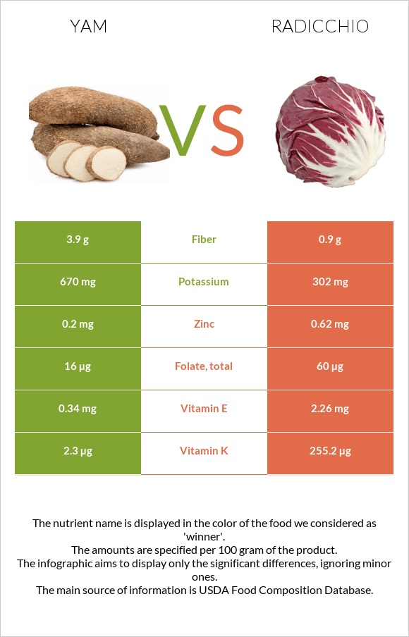 Yam vs Radicchio infographic