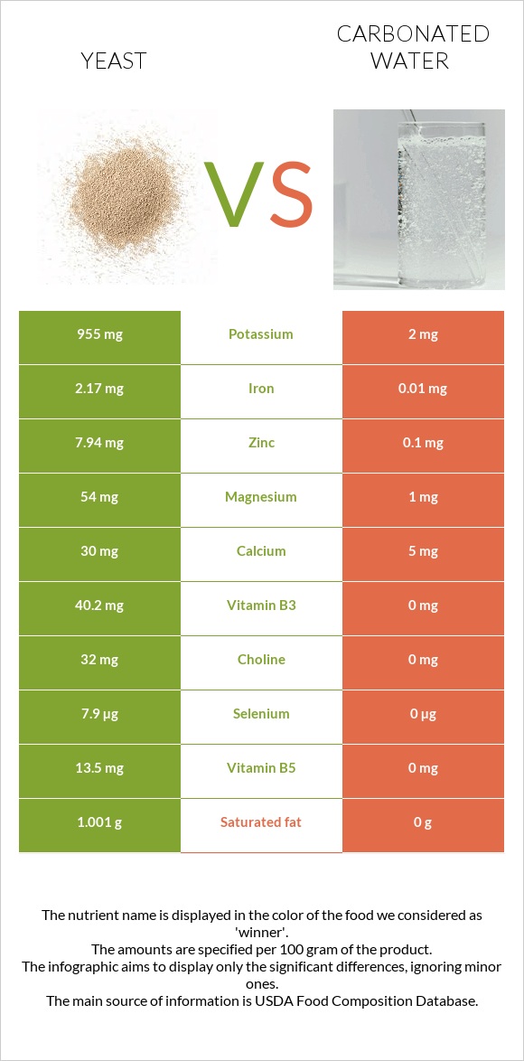 Yeast vs Carbonated water infographic