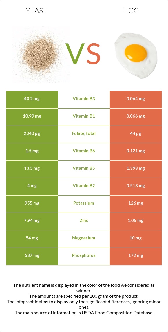 Yeast vs Egg infographic