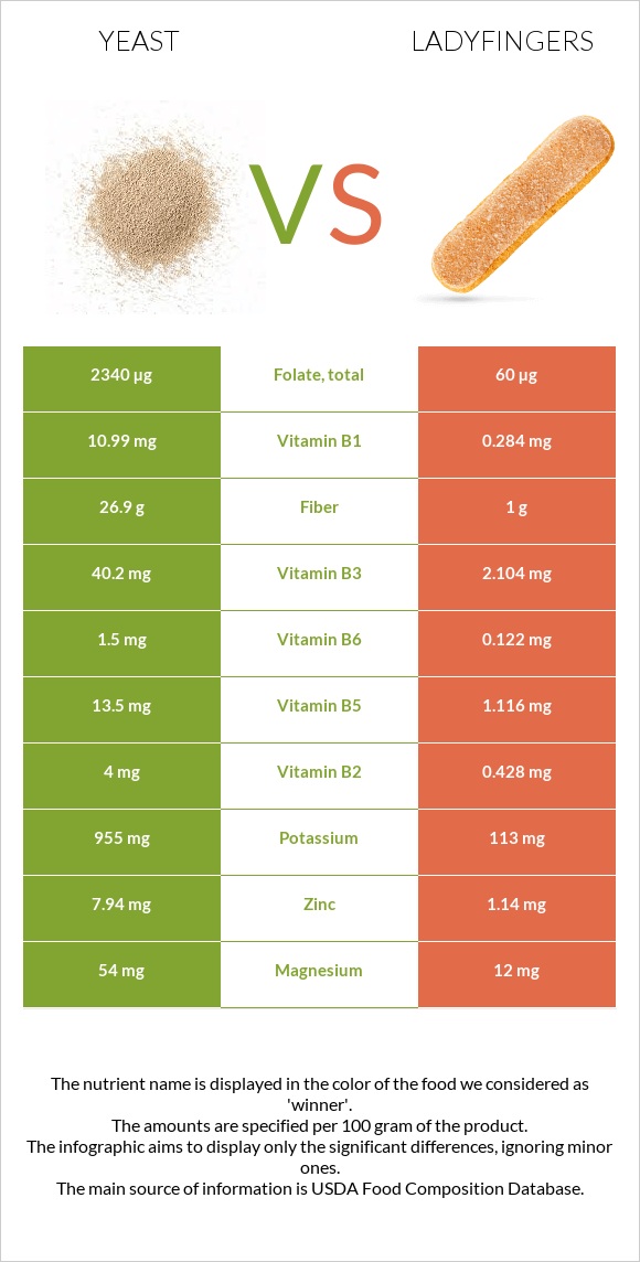 Խմորասնկեր vs Ladyfingers infographic