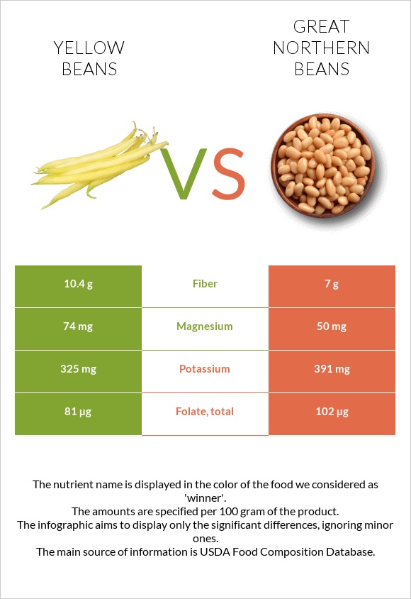 Yellow beans vs Great northern beans infographic