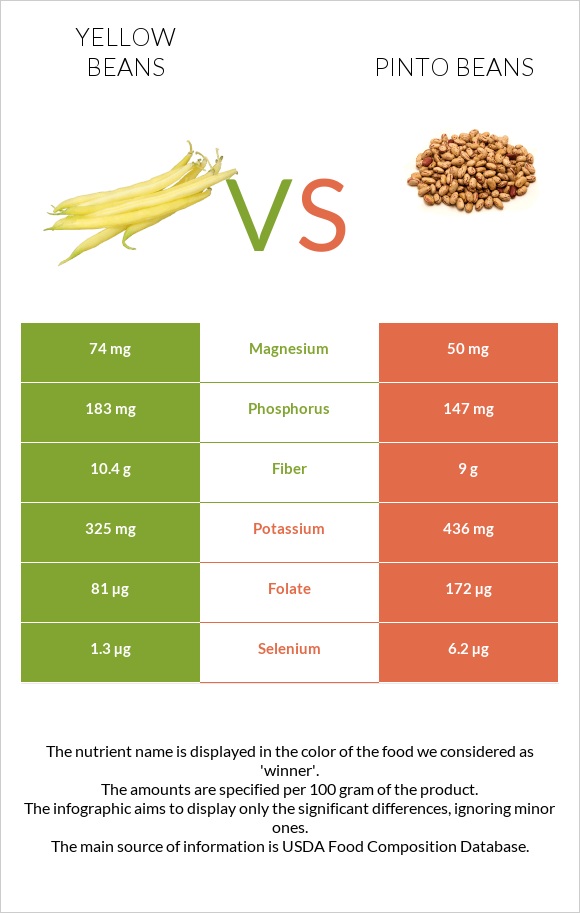 Yellow beans vs Pinto beans infographic