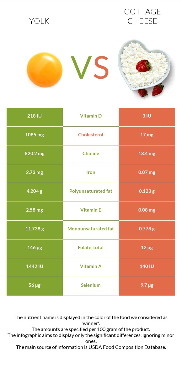 Yolk vs Cottage cheese infographic