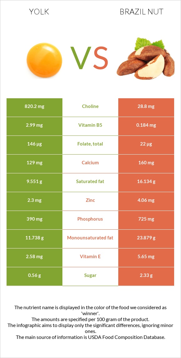 Yolk vs Brazil nut infographic