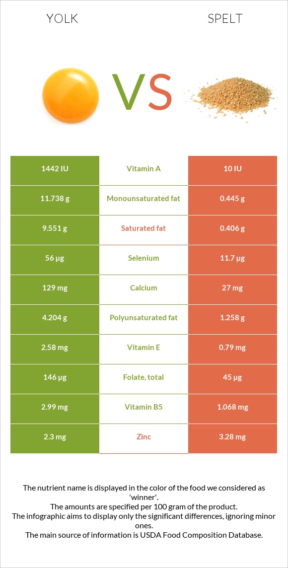 Yolk vs Spelt infographic