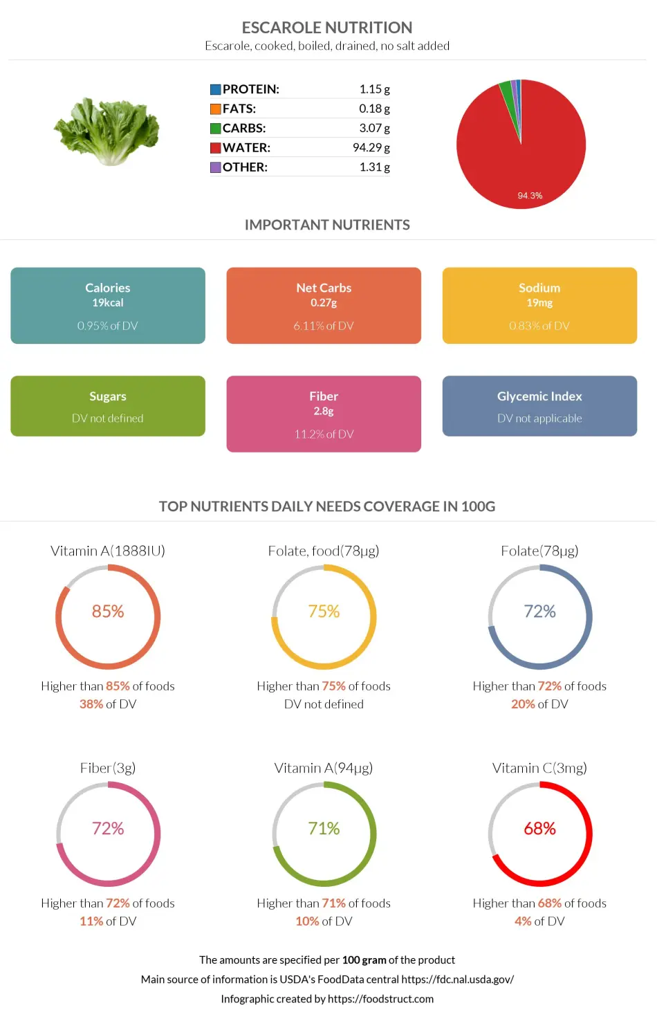 Escarole nutrition infographic
