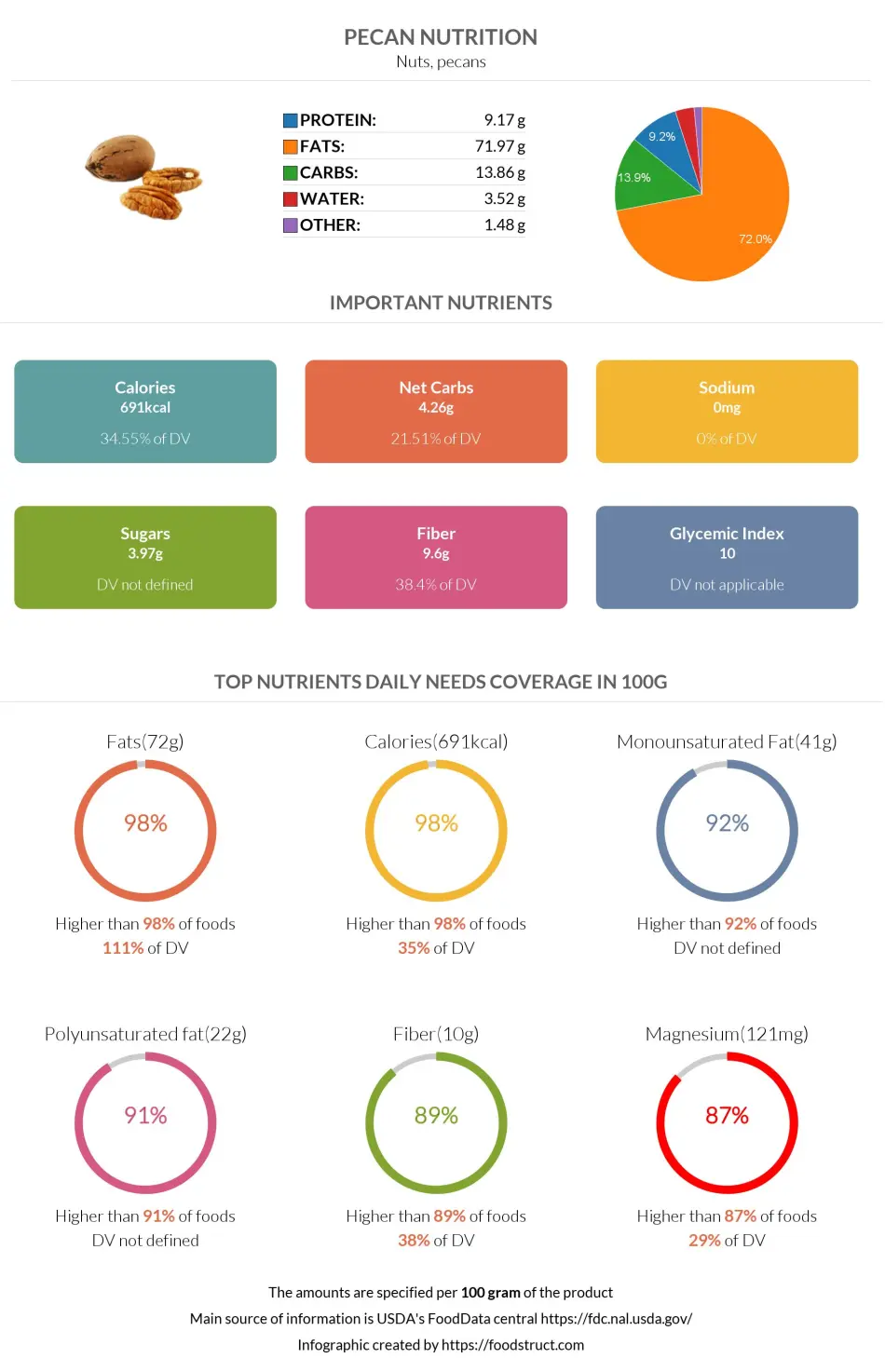 Pecan nutrition infographic
