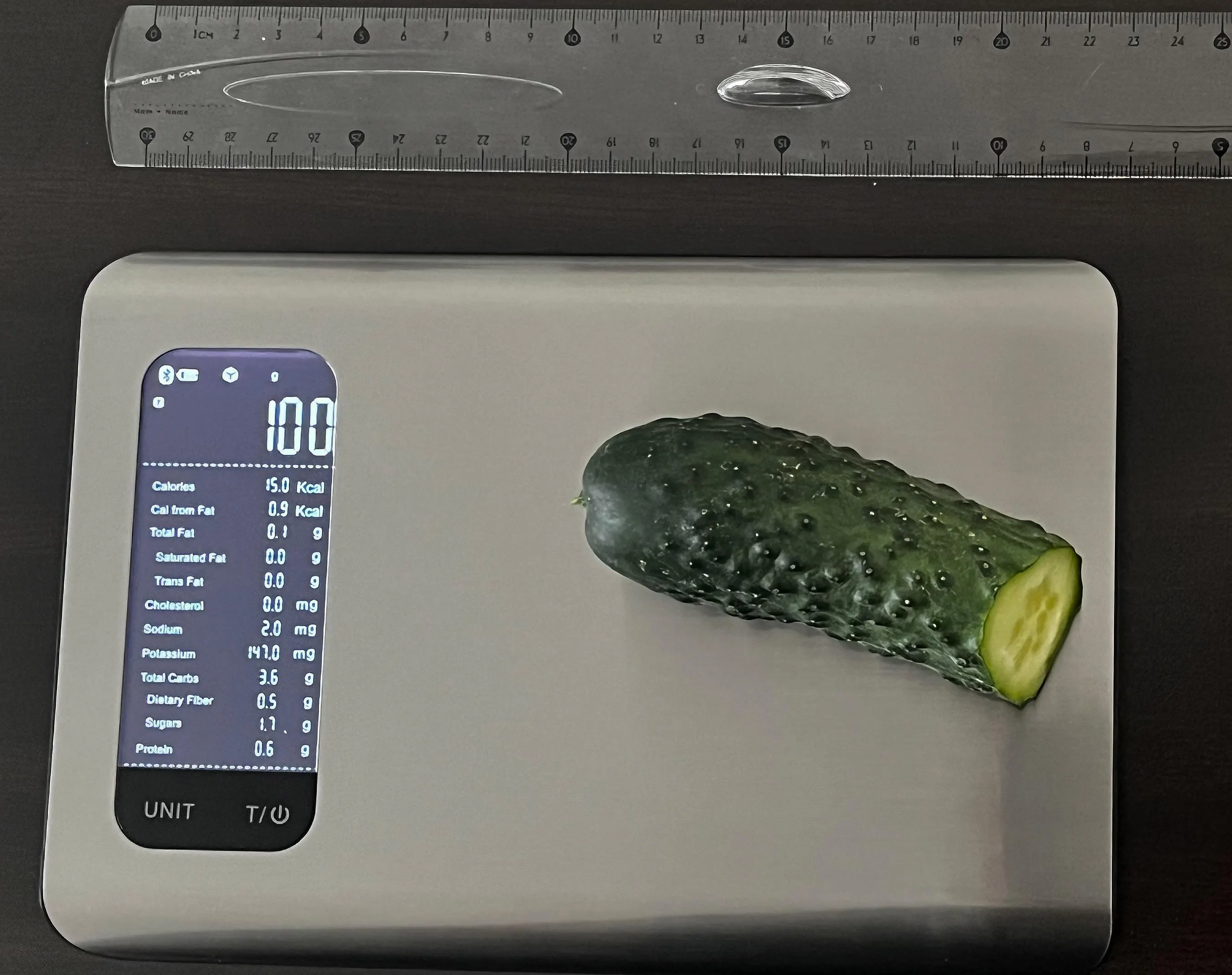 15 Calories or 100 Grams of Cucumber