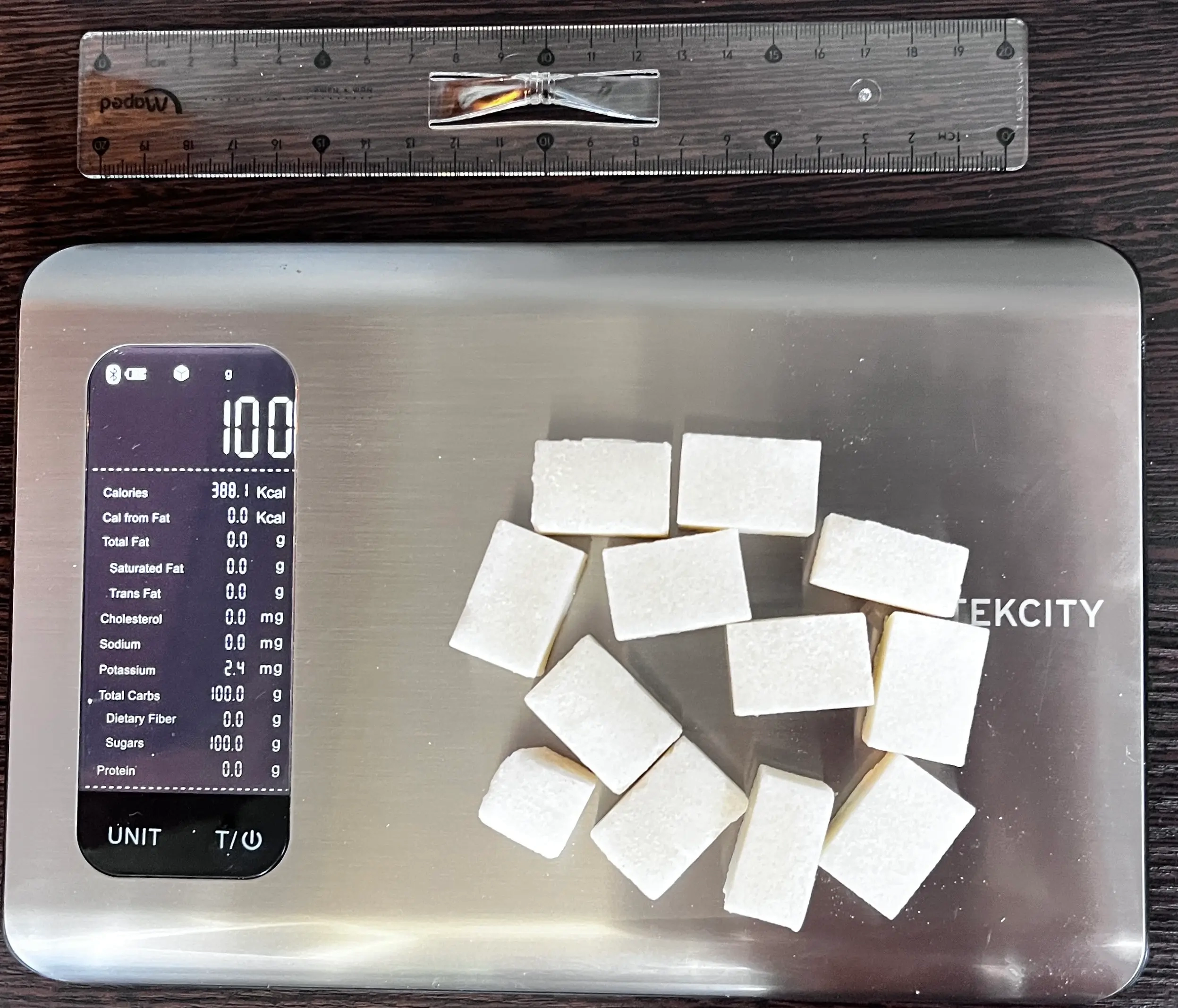 388 Calories or 100 Grams of Granulated Sugar
