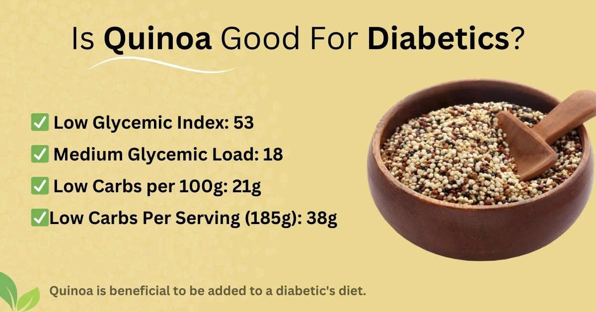 quinoa and diabetes, glycemic index, load, carbs