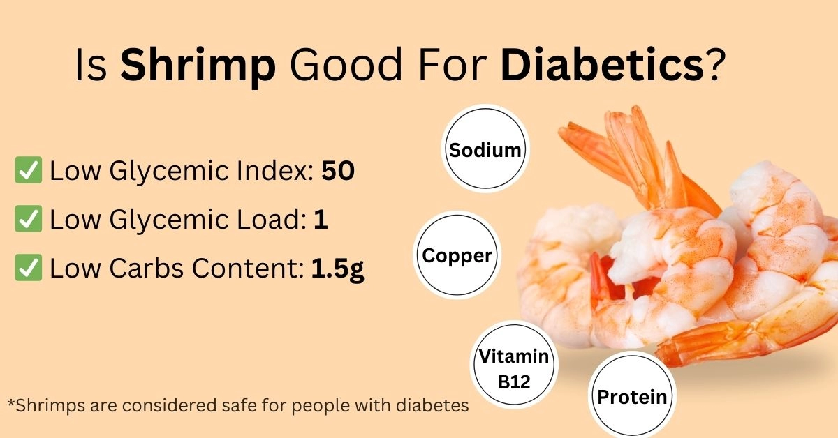 shrimp and diabetes, carbs, glycemic index and load. micronutrients