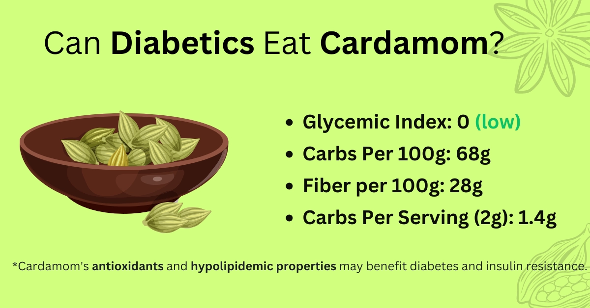 cardamom diabetes, carbs, glycemic index, and fiber